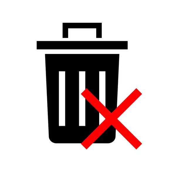Throw Trash Trash Can Sign Trash Can Cross Mark Editable — Stockvektor