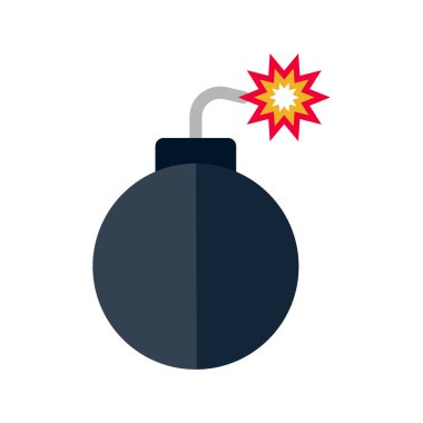 Modern bomb icon and igniting fire and sparks. Editable vector.