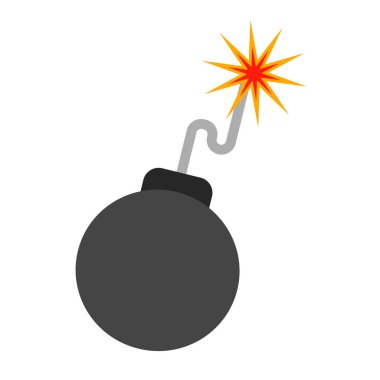 Fire ignited bomb icon. Hazardous material. Editable vector.