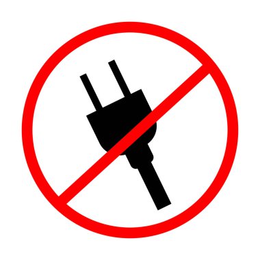 Charging prohibited. Restricted use of electrical outlet. Power plug use prohibited. Editable vector.