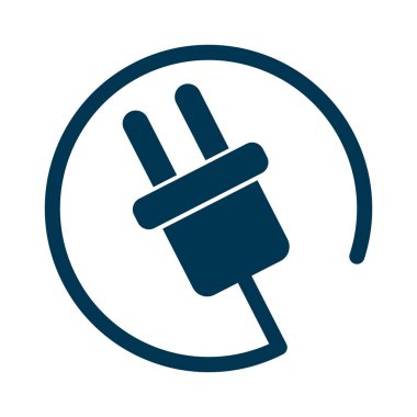 Rounded cord and outlet. Charging plug. Editable vector.