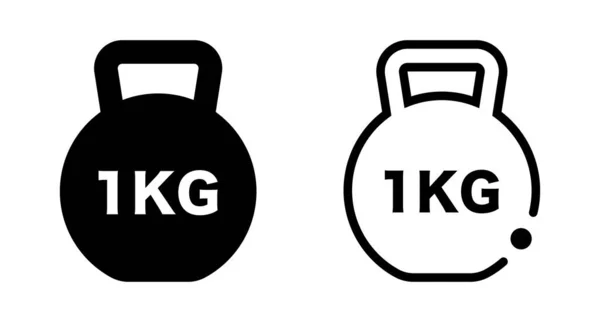1Kg Weight Icon Set Kettlebell Silhouette Icon Set Kilogram Editable — 스톡 벡터