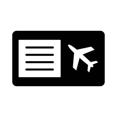 Airplane boarding pass silhouette icon. Editable vector.