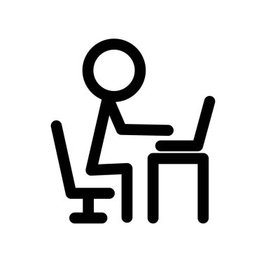 Computer work icon. Laptop work. Editable vector.