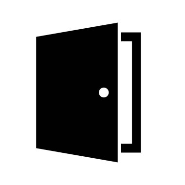 Open door silhouette icon. Entrance. Editable vector.