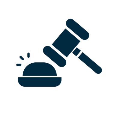 Trial Icon. Judgment hammer. Gavel. Crime. Editable vector.