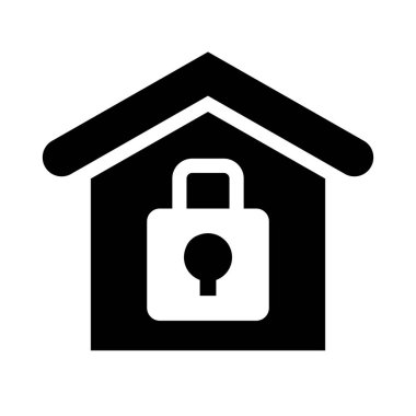 Home security icon. House and padlock icon. Editable vector.