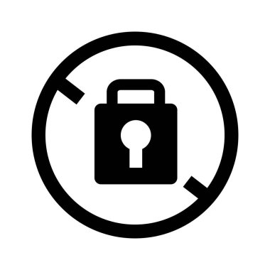 Padlock and prohibition silhouette icon. Block icon. Security. Editable vector.