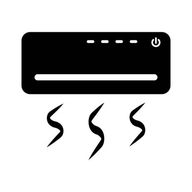 Air conditioner and air conditioner wind icon. AC silhouette icon. Editable vector.