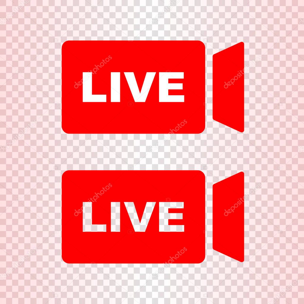 Live camera icon set. Live streaming. Live Broadcast. Editable vector.