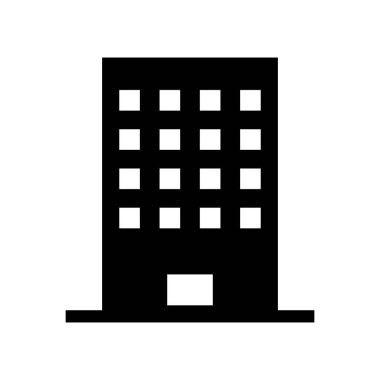 Ofis binası siluet simgesi. Kule siluet simgesi. Düzenlenebilir vektör.