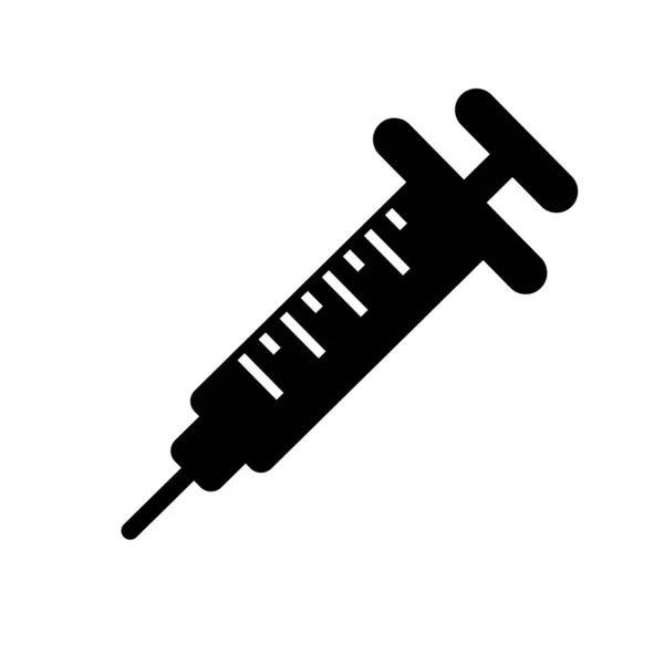 Syringe Silhouette Icon Prophylactic Medical Injection Editable Vector — Stock Vector