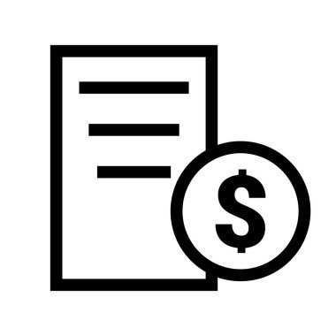 Not ve dolar para ikonu. Düzenlenebilir vektör.