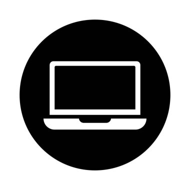 Laptop yuvarlak ikonu. Bilgisayar. Düzenlenebilir vektör.