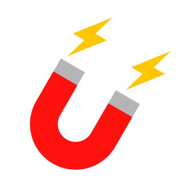U şeklinde mıknatıs ve manyetik elektrik. Cazip. Düzenlenebilir vektör.
