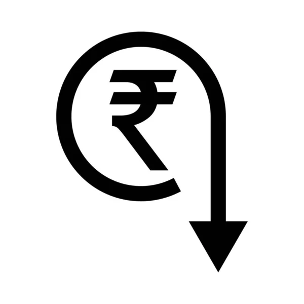 Icono Caída Del Precio Rupia India Vector Editable — Vector de stock
