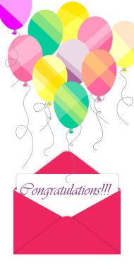 Festive background with balloons and an envelope with a greeting. You can use it for a banner, flyer, invitation, website, greeting card and gift coupon. vector stock vector