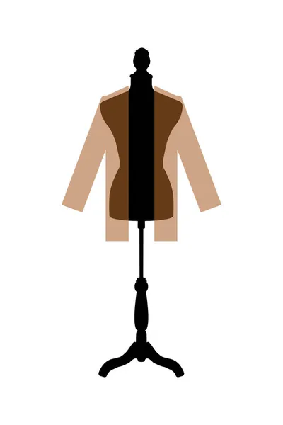 Schematic Beige Unisex Jacket Mannequin Vector Art Image Illustration Isolated — Stock Vector