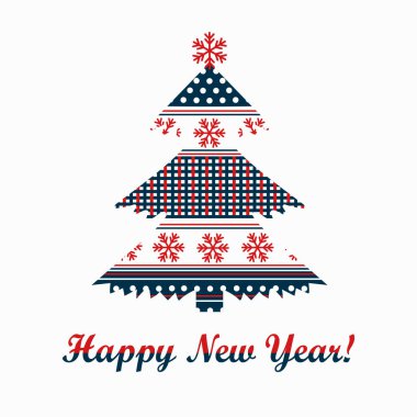 Noel ve yeni yıl tatili konsepti. Kış tatili modeli. Noel ağacının dekoratif görüntüsü. Noel ağacı süslemesi. Selamlama, davet, poster, web sitesi ve uygulama için tasarım ögesi.