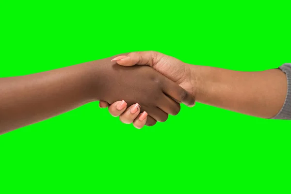 Apertando Mãos Imagem Handshake Chroma Tela Verde — Fotografia de Stock