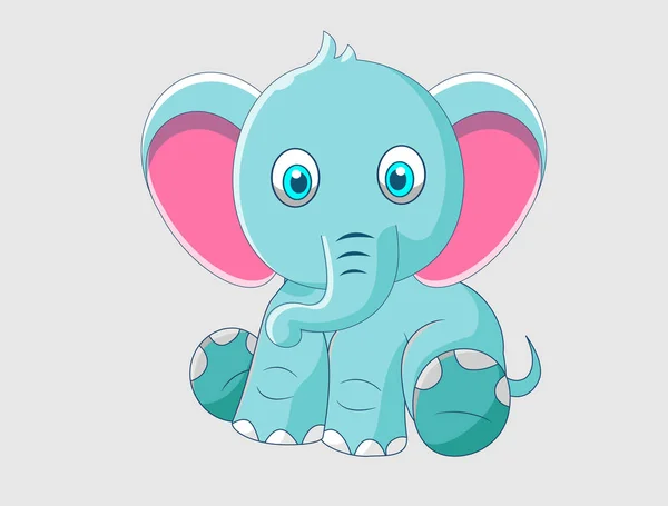 Lindo Pequeño Elefante Retrato Vector Calidad Premium — Vector de stock