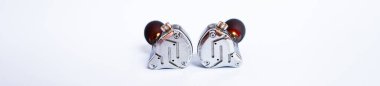Pair of in-ear monitors without cable on an isolated white background