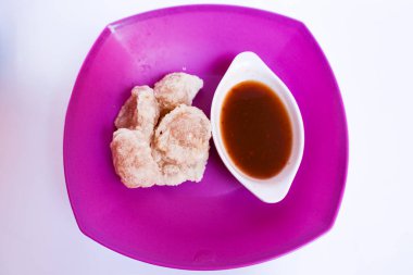 Cireng or aci is fried a food made from tapioca flour with a chewy texture and enjoyed using rujak seasoning
