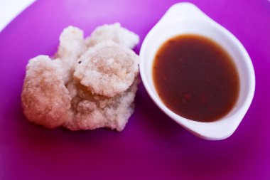 Cireng or aci is fried a food made from tapioca flour with a chewy texture and enjoyed using rujak seasoning