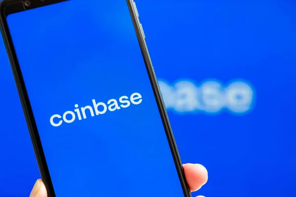 Ukraine Odessa Oktober 2021 Die Mobile App Coinbase Läuft Smartphone — Stockfoto