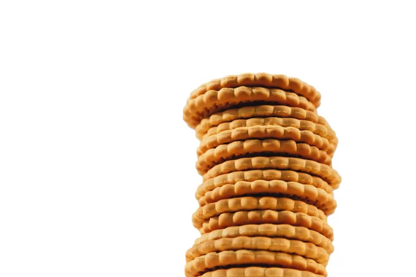 Uma Pilha Cookies Isolados Fundo Branco — Fotografia de Stock