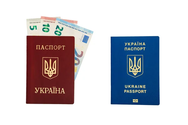 Nouveau Passeport Biométrique International Ukrainien Avec Puce Identification Ancien Passeport — Photo