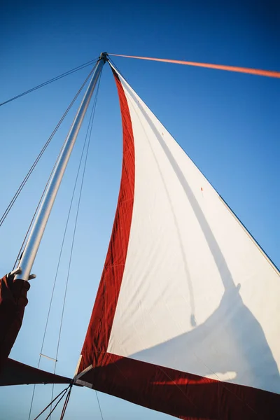 Top Sailboat Mast Head Sail Nautical Rope Yacht Detail Yachting — Stock Fotó
