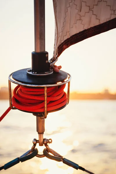 Sailboat Winch Sail Nautical Rope Yacht Detail Yachting Marine Background —  Fotos de Stock