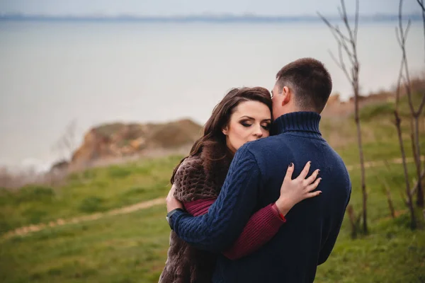 Close Romantic Attractive Young Couple Hugging — Stock Photo, Image