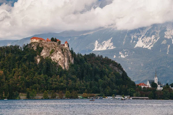 Close View Bled Castle Bled City Martin Parish Church Parks — Fotografia de Stock