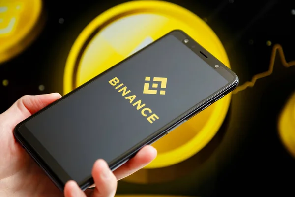 Ukraine Odessa October 2021 Hand Holding Mobile Binance App Running — Stock Photo, Image