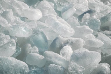 Close up of broken pieces of sea ice at a coast