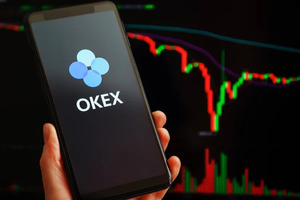 Ukraine Odessa September 2021 Okex Mobile App Running Smartphone Screen — Stok fotoğraf