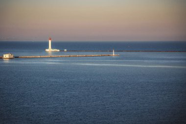A view at the new Vorontsov lighthouse in the Black Sea port of Odessa, Ukraine