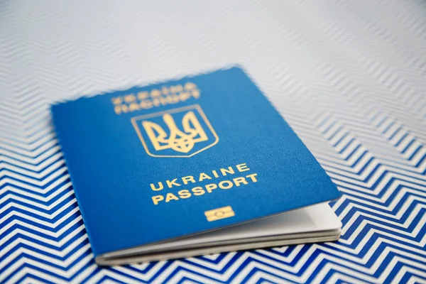 New Ukrainian Blue International Biometric Passport Identification Chip White Blue — Stock Fotó