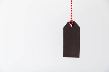 Blank black price tag isolated on white background. Black friday, sale, discount concept