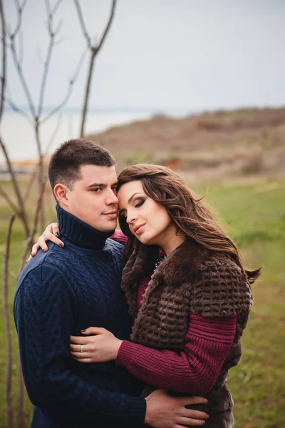 Close Romantic Attractive Young Couple Hugging — Stock Photo, Image
