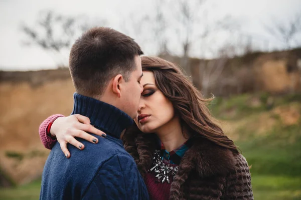 Close Romantic Attractive Young Couple Hugging — Foto Stock