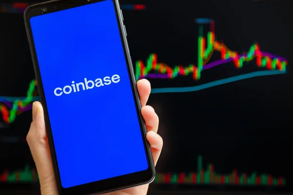 Украина Одесса Октября 2021 Года Мобильное Приложение Coinbase Работающее Экране — стоковое фото