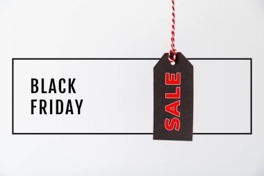 Black Friday Sale black price tag isolated on white background. Shopping, sale, discount concept
