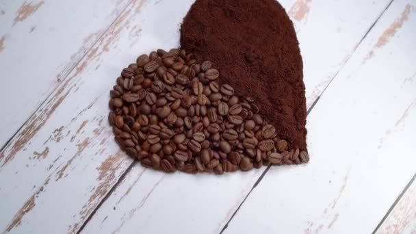 Café Break Coffee Grains Poudre Café Qui Forment Ensemble Heart — Video