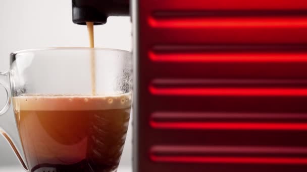 Kaffe Break Coffee Maskin Hälla Espresso Kaffe Ett Glas Skjutreglage — Stockvideo