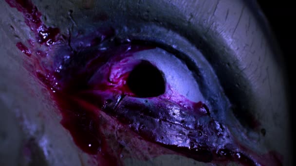 Děsivé Detailní Záběr Krvavé Oko Zombie Horror Scéna Halloween Party — Stock video