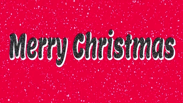 Frohe Weihnachten Textanimation Schneefall Roten Hintergrund — Stockvideo