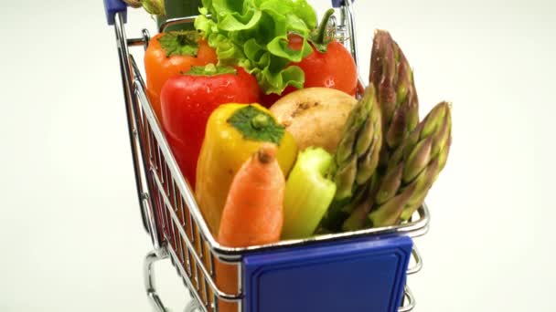 Concepto Alimentación Saludable Organic Fresca Harvest Man Hecho Verduras Con — Vídeo de stock